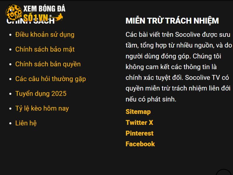 Các chính sách quan trọng tại trang